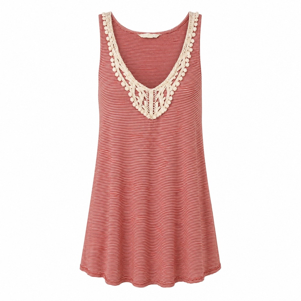 Y2K Boho Chic Crochet Tunic Tank Top Womens Medium Festival Casual Cottagecore